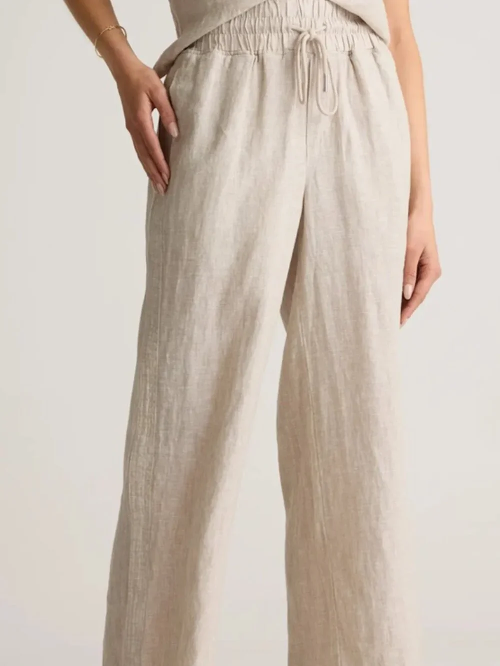 Quince 100% European Linen Wide Leg Pants, Driftwood XS Only Washed (Never Worn)